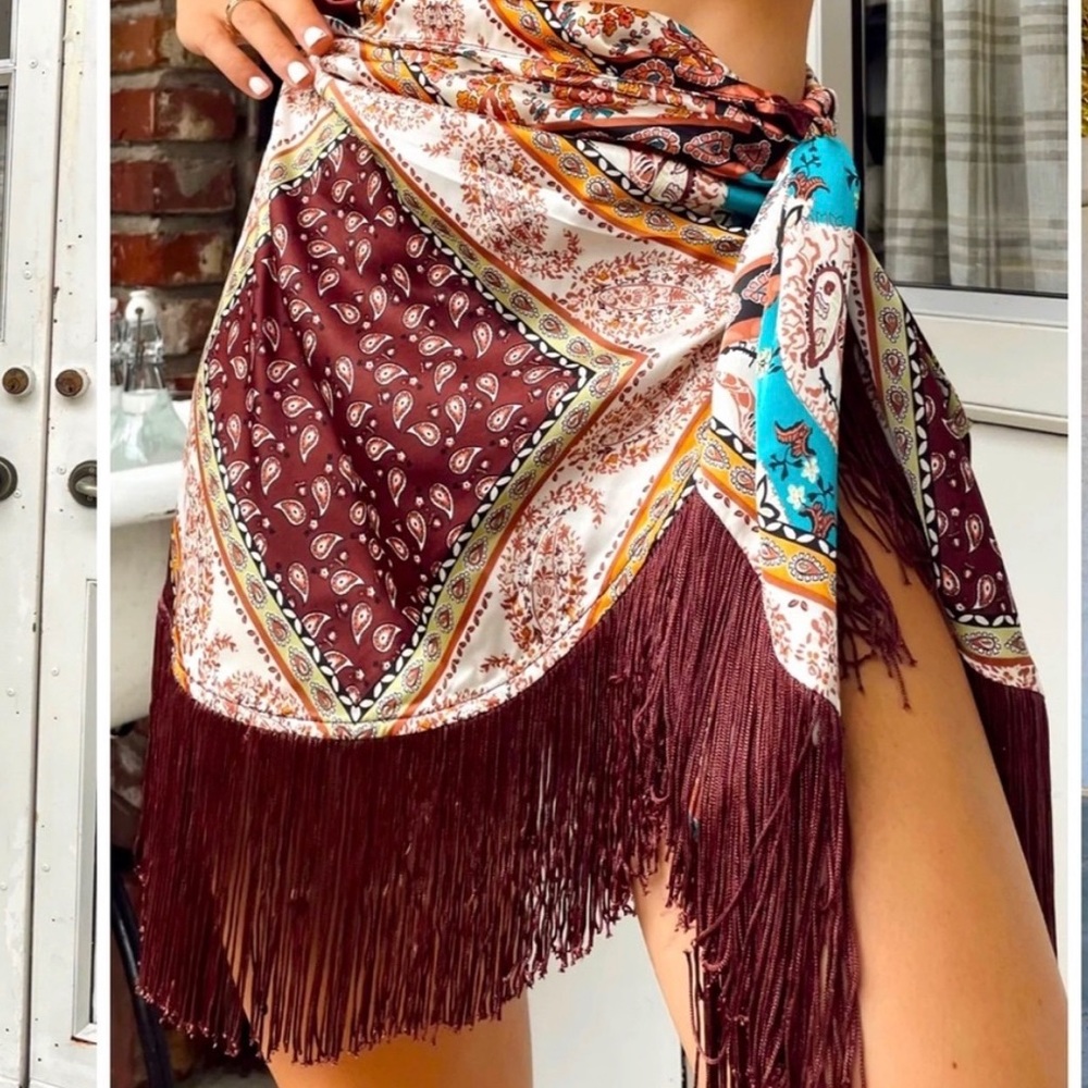 Fringe Silk Skirt